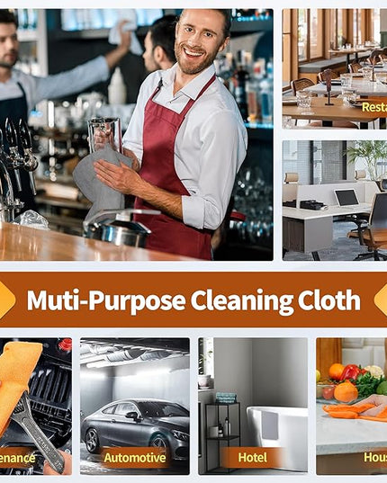 FIXSMITH Microfiber Cleaning Cloth -Pack of 8, Highly Absorbent Cleaning Rags(Grey&Orange), 16"X12" All Purpose Cleaning Towels for Housekeeping, Kitchen, Car, Reusable Microfiber Towels