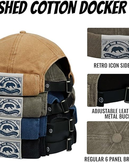 Croogo Denim Docker Hat Fashion Brimless Beanie Hat Retro Worker Skull Cap Rolled Cuff Sailor Cap Hip Hop Dancing Watch Cap