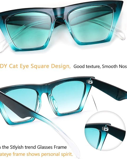 FEISEDY Vintage Square Cat Eye Sunglasses Women Trendy Cateye Sunglasses B2473