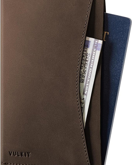VULKIT Passport Cover Ultra Slim Design Leather Passport Sleeve RFID Blocking with 2 Card Slots, Anti-Theft Travel Essentials