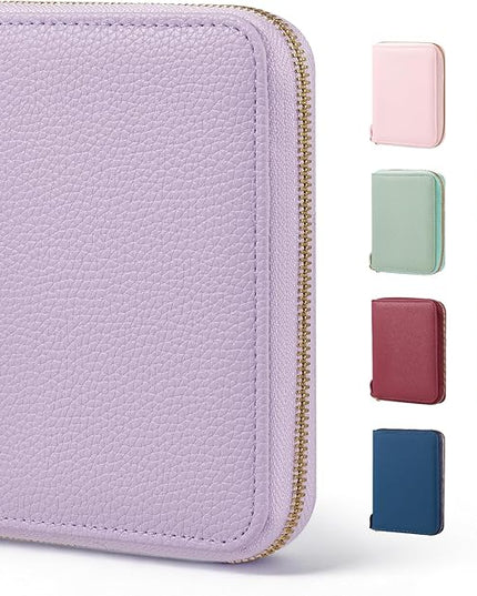 CoBak Passport Holder Cover with Safe Zipper Closure, Premium Passport Wallet for Travel, RFID Blocking Card Case, Waterproof Travel Accessories for Women, Paisley Purple