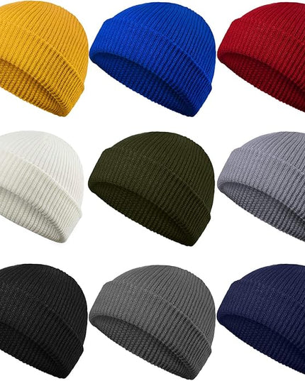 Geyoga 9 Pieces Winter Beanie Hats Trawler Short Beanie Watch Hat Warm Knit Fisherman Skull Cap for Men Women, 9 Colors