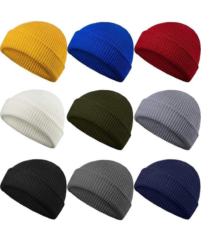 Geyoga 9 Pieces Winter Beanie Hats Trawler Short Beanie Watch Hat Warm Knit Fisherman Skull Cap for Men Women, 9 Colors