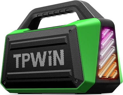 Bluetooth Speaker - 80W Loud Rugged Outdoor Speakers, IPX6 Waterproof, 20H Playtime, Deep Bass, Lightshow, TWS, BT 5.3 Wireless, Portable for Travel Hiking Camping Beach Pool - Green