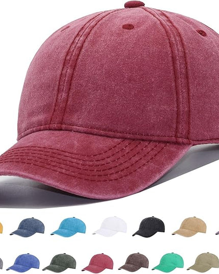YEANIY Vintage Washed Cotton Plain Baseball Caps Adjustable Unstructured Soft Blank Casual Dad Ball Hats for Men Women