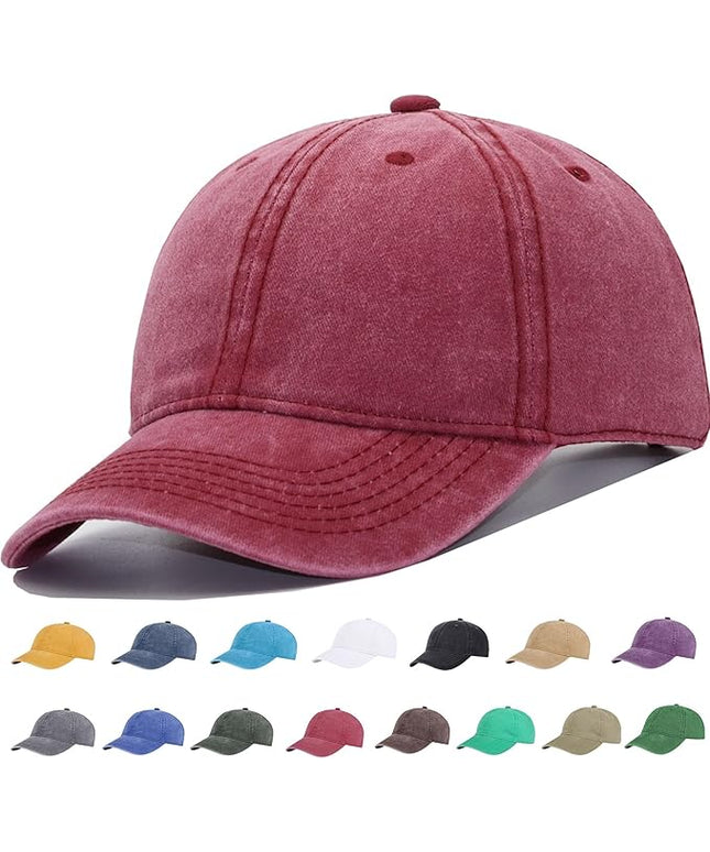 YEANIY Vintage Washed Cotton Plain Baseball Caps Adjustable Unstructured Soft Blank Casual Dad Ball Hats for Men Women