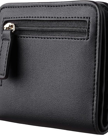 Toughergun Women’s Small Slim Leather Wallet with RFID Protection, Compact Bifold Mini Purse with Clear ID Window