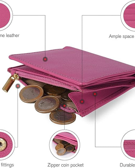 Oak Leathers Wallet For Women Full Grain Leather - Small RFID Coin Purse Credit Card & ID Holder for Ladies,Bifold Wallets for Teenager | Small, RFID, Coin Purse, for Ladies, for Teenager