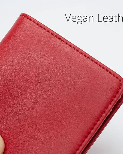Alldaily Small RFID Wallet for Women Slim Compact Bifold Pocket Ladies Travel Mini Purse (Red)