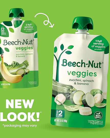 Beech-Nut Baby Food Pouches Variety Pack, Veggie Purees, 3.5 oz (18 Pack)