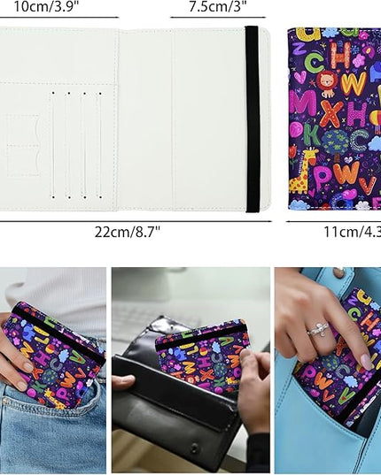 Passport Holder for Women and Men PU Leather Passport Cover for Travel (Alphabet)