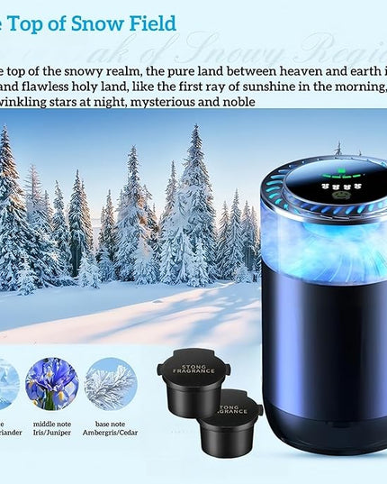 Smart Dffuser for Car with Fragrant Oil Packets, Colorful Light Scent Diffuser, Auto On/Off Car Air Freshener, Adjustable Intensity, 4 Mode Scents Refill X2 (Hotel-Snow)