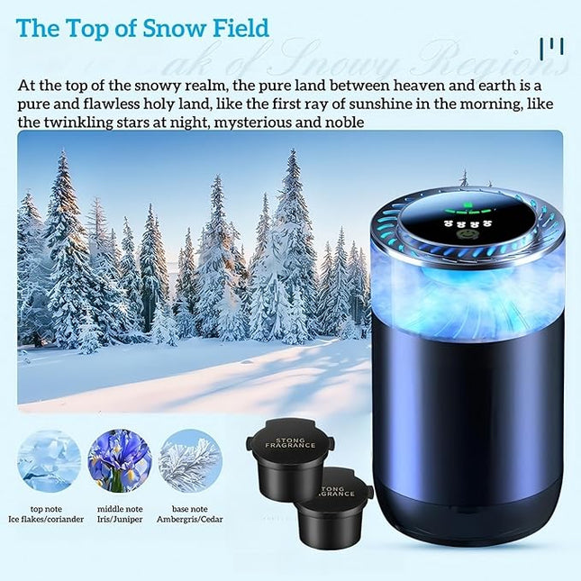 Smart Dffuser for Car with Fragrant Oil Packets, Colorful Light Scent Diffuser, Auto On/Off Car Air Freshener, Adjustable Intensity, 4 Mode Scents Refill X2 (Hotel-Snow)