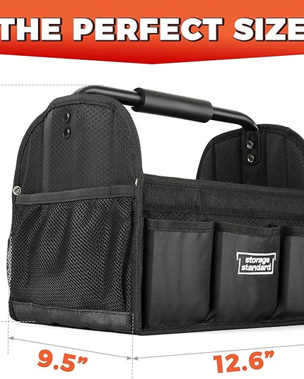 Detailing Caddy Organizer with Handle - Storage, Cars, & Cleaning Caddy for Supplies, Tools, & Home Improvement - Heavy Duty Car Detailing Supplies With Multi-Pockets & Collapsible Tote Design