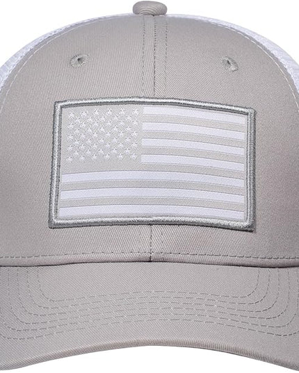 AURR American Flag Trucker Hat, Patriotic Baseball Cap for Men & Women, Breathable Mesh Adjustable Snapback, USA Flag Patch