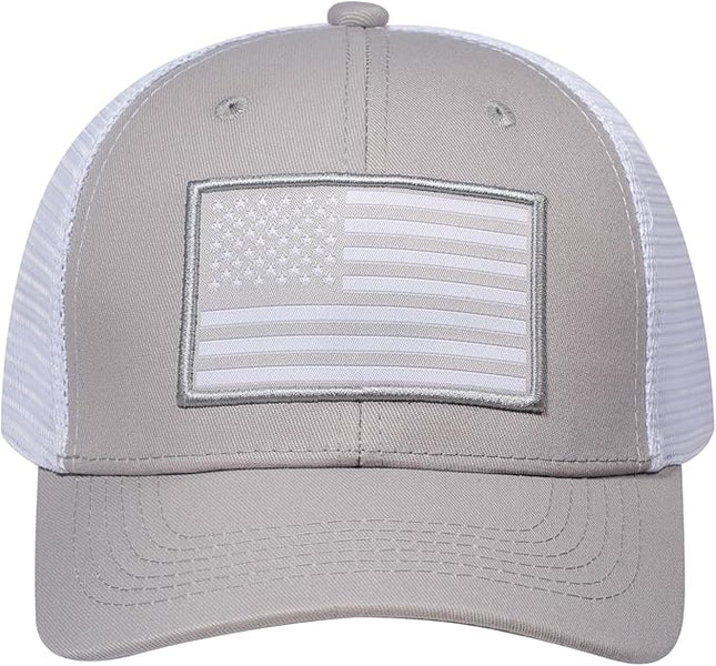 AURR American Flag Trucker Hat, Patriotic Baseball Cap for Men & Women, Breathable Mesh Adjustable Snapback, USA Flag Patch