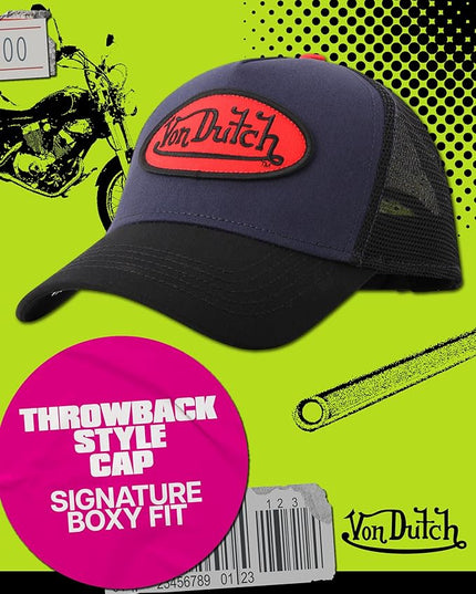 Von Dutch Unisex Trucker Hat - Curved Bill Mesh Back Retro Classic Adjustable Snapback Baseball Cap for Men and Women
