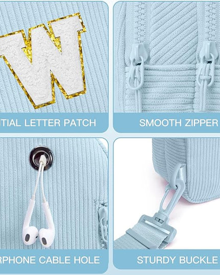 Viverte Small Corduroy Sling Bag Initial Crossbody Bag Fanny Pack for Girls Personalized Birthday Gifts for Teen Girls Gifts