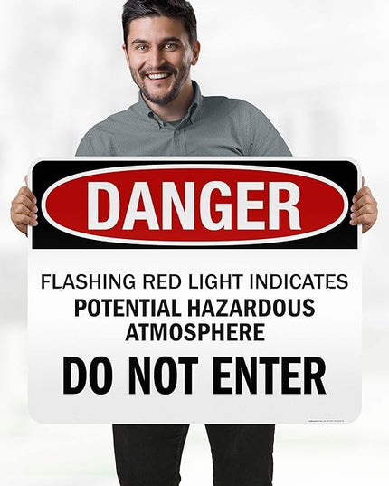 Danger Flashing Red Light Indicates Potential Hazardous Atmosphere Do Not Enter Sign, 24x30 Inches, 3M EGP Reflective .080 Aluminum, Fade Resistant, Made in USA by My Sign Center