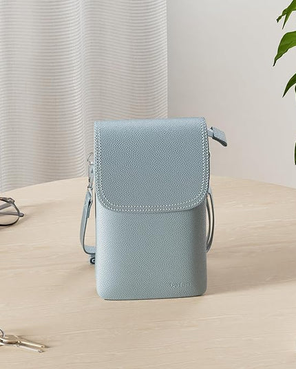 befen Genuine Leather Small Crossbody Bags for Women Cell Phone Bag Cross Body Purses,Silver Zipper