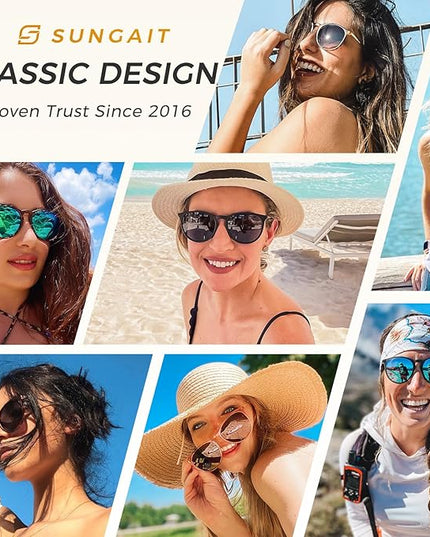 SUNGAIT Premium Vintage Round Sunglasses for Women Men Classic Retro Trendy Style