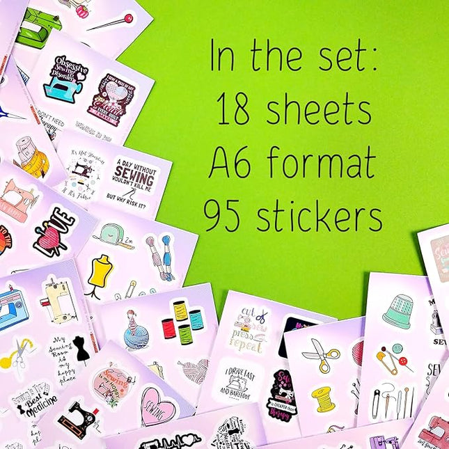 BulbaCraft Sewing Stickers for Water Bottle and Laptop - Tailor Party Supplies & Decorations, Waterproof Vinyl Crafting Decals, Sewing and Needlework Stickers Laptop Decals, Gifts for Women & Men