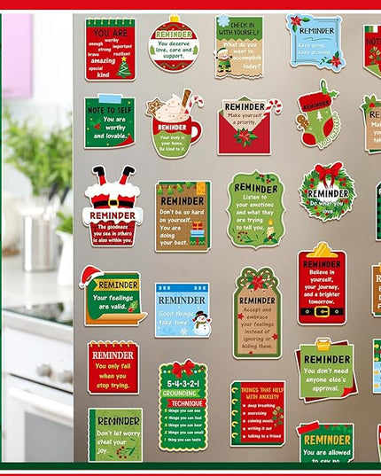 300 Pcs Mental Health Stickers Holiday Positive Affirmation Decor Inspirational Motivational Encouraging Care Quote Decals for Laptop Water Bottle Students Teens Adults(Christmas)