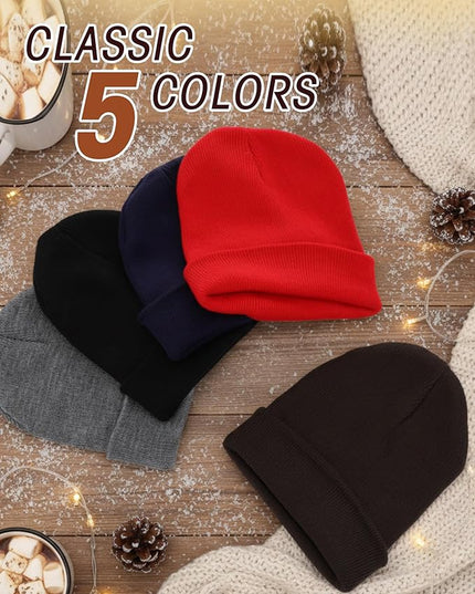 Zhanmai 12 Pack Small Winter Beanie Hats Bulk Warm Knitted Cuffed Skull Cap for Men Women