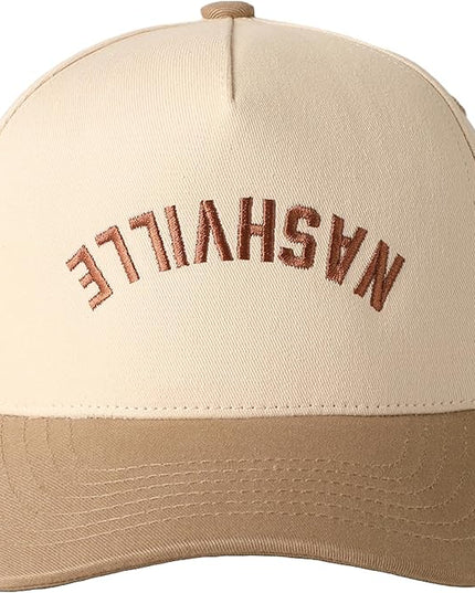 MIRMARU Two-Tone Vintage Canvas Trucker Hats for Men & Women, Adjustable Size Baseball Caps with Trendy Embroidered Design