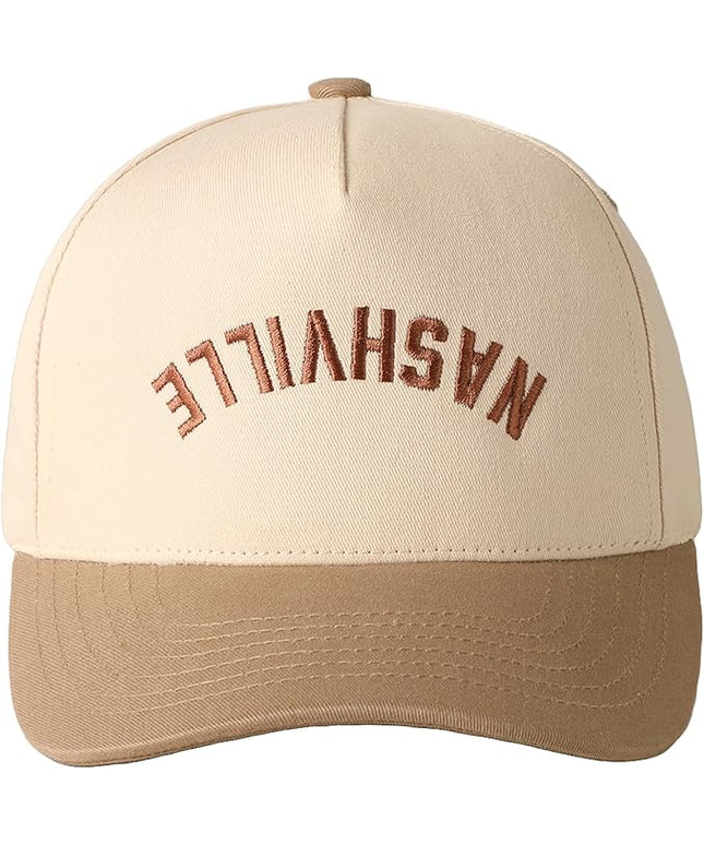 MIRMARU Two-Tone Vintage Canvas Trucker Hats for Men & Women, Adjustable Size Baseball Caps with Trendy Embroidered Design