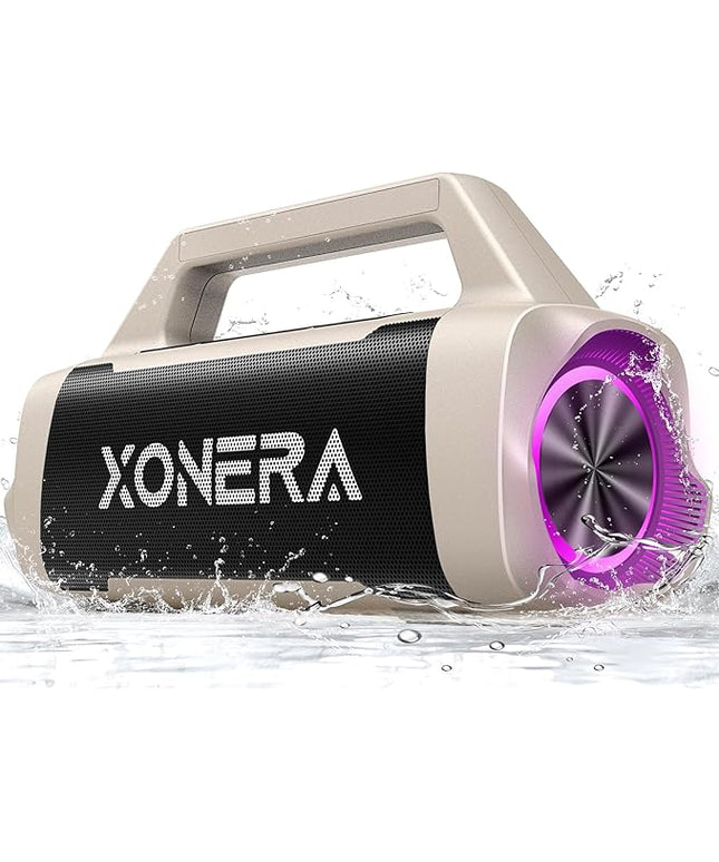 Speakers Bluetooth Wireless, 80W Peak Loud Outdoor Speaker with Bass, 20H Playtime, IPX6 Waterproof, TWS, BT5.3, Portable for Camping Hiking Boating Pool Beach, Desert Yellow