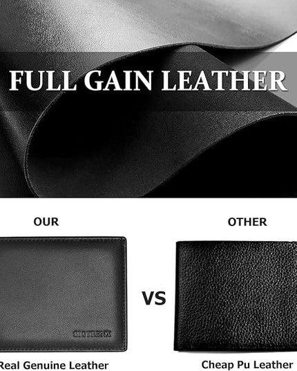 Sigtrenx Leather Wallets for Men, Genuine Leather Mens Wallets Bifold Rfid Blocking with 2 ID Windows