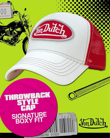 Von Dutch Unisex Trucker Hat - Curved Bill Mesh Back Retro Classic Adjustable Snapback Baseball Cap for Men and Women