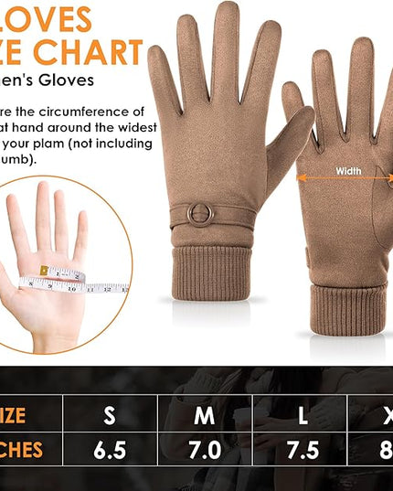 Cold Weather Womens Gloves, Winter Gloves for Women Thermal Warm Fleece Lined, Touchscreen Gloves for Christmas Gifts