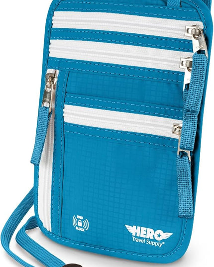 HERO Neck Wallet, RFID Blocking Passport Holder, Easy to Conceal Pouch