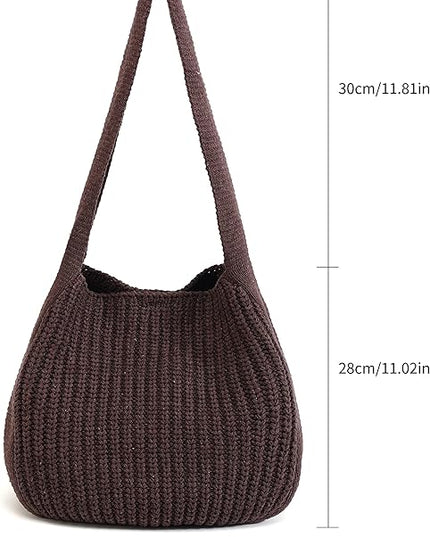 ENBEI Women's Crochet Tote Bag Knit Shoulder bag,Aesthetic Bag,Cute Eco-Friendly Tote for Travel,Daily Use,Gift Box Packaging