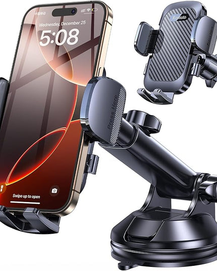 Romuto Phone Holders for Your Car Phone Holder Mount【Super Suction】Cell Phone Mount for Car Accessories for Women Men Windshield/Vent/Dashboard Pad Mount Truck Stand GPS Dash Holder for iPhone Samsung