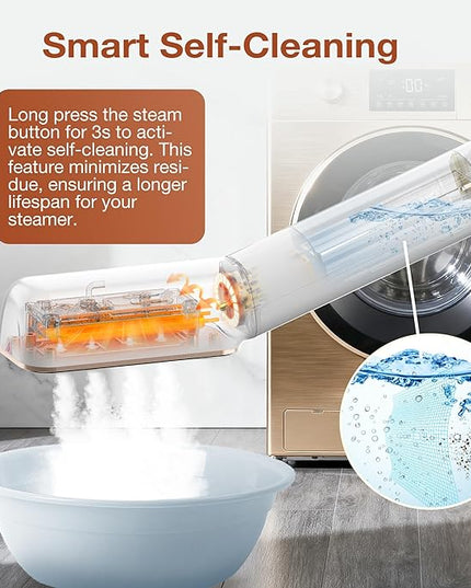 Newbealer 2in1 Travel Iron with Global Voltage, 100-240V Clothes Steamer, Dry Ironing & 2 Steam Levels, Non-Stick Ceramic Soleplate, Fabric Wrinkle Remover, Auto-off, Self Cleaning, No Clamp (Gold)