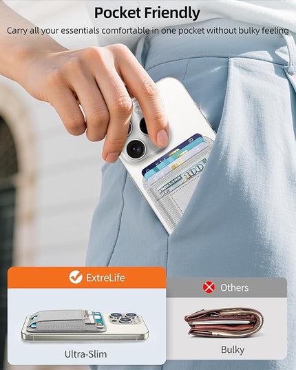 Upgraded for Magsafe Wallet, Strongest Magnetic Wallet, for iPhone Magsafe Walle t with 2 Card Slots, Magnetic Card Holder for iPhone 17/16/15/14/13/12 Series, Vegan Leather, Fit 7 Cards, Light Gray