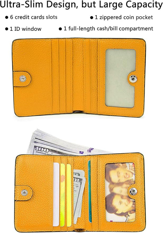 AINIMOER Small Leather Wallet for Women, Ladies Credit Card Holder RFID Blocking Women's Mini Bifold Pocket Purse