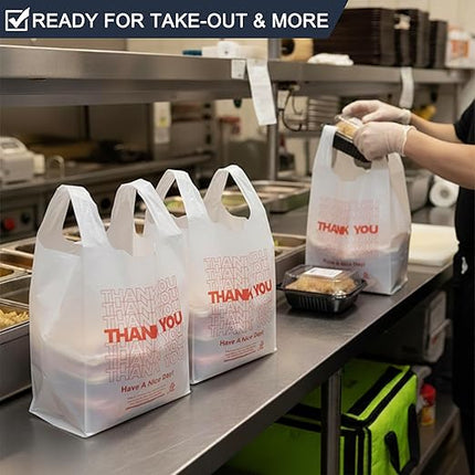 YoYoRain 1000 Pack White Thank You T-Shirt Bags with Handles, 11"x6"x21" Plastic Shopping Bags for Grocery, Retail & Takeout