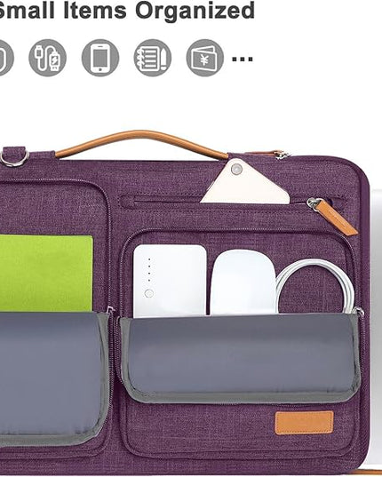 MOSISO 360 Protective Laptop Shoulder Bag,15-15.6 inch Computer Bags Compatible with MacBook Pro 16 inch, HP, Dell, Lenovo, Asus Notebook,Side Open Messenger Bag with 4 Zipper Pockets, Argyle Purple