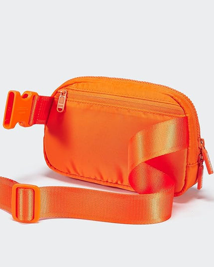 Pander Two Way Zipper Fanny Pack Nylon Everywhere Belt Bag for Women, Water Repellent Waist Packs, Crossbody Bags with Adjustable Strap (Dark Orange).