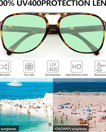 YDAOWKN Retro Aviator Sunglasses for Women Mens Large Frame Classic Vintage 70s Sun Glasses Aviators