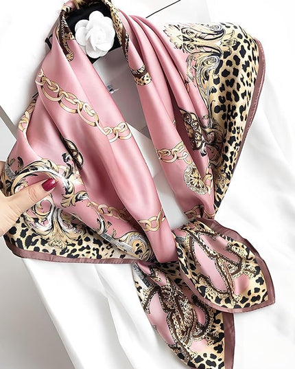 kcctoo 27.5" Mulberry Silk Feeling Head Scarf Women's Fashion Square Neck Satin Scarfs for Bag Hair Scarves Gift