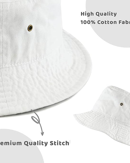 The Hat Depot Bucket Hat - Unisex 100% Cotton & Denim UPF 50 Packable Summer Travel Beach Sun Hat