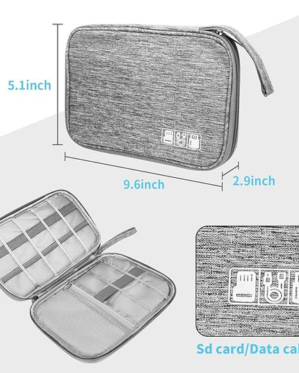Electronics Organizer Travel Case,Electronic Accessories Storage Bag,Portable Waterproof Cable Organizer Bag,with 5 Cable Ties，for Travel,Work-Grey