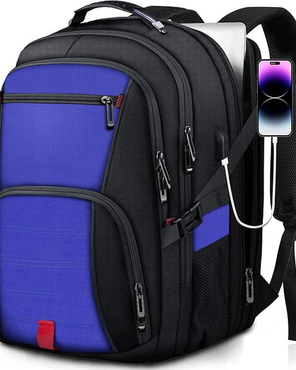 Travel Laptop Backpack, 18.4 Inch Laptop Backpacks for Men Women with USB Port, 55L Anti Theft Water Resistant College Bussiness TSA Airline Approved Work Computer Backpack, Dark Blue