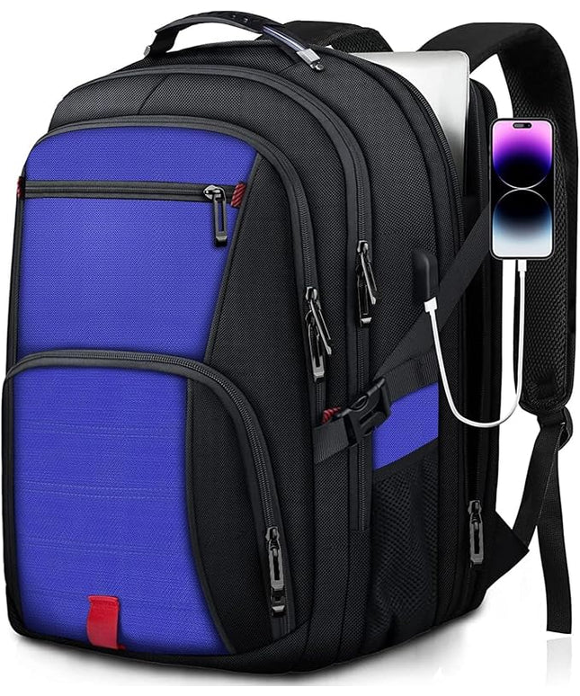 Travel Laptop Backpack, 18.4 Inch Laptop Backpacks for Men Women with USB Port, 55L Anti Theft Water Resistant College Bussiness TSA Airline Approved Work Computer Backpack, Dark Blue