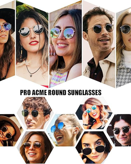Pro Acme Small Round Metal Polarized Sunglasses for Women Retro Designer Style